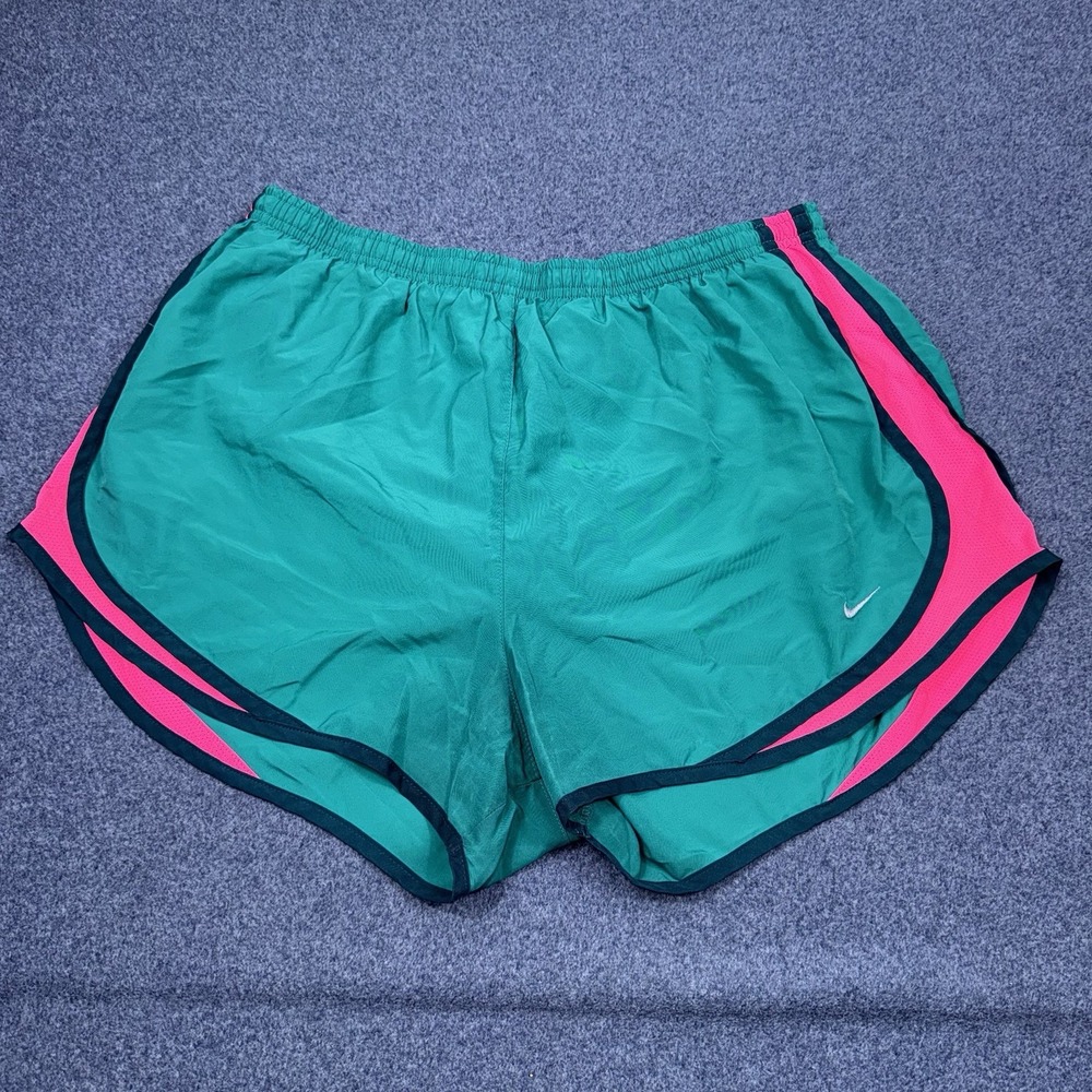Nike Dri-FIT Running Shorts Womens Small Green Pink 3 Inseam Athletic 624278-355